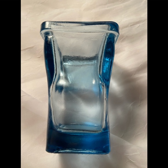 Blue Glass Vase and Trinket Soap Dish SET  lot blue art glass vintage - Picture 8 of 12